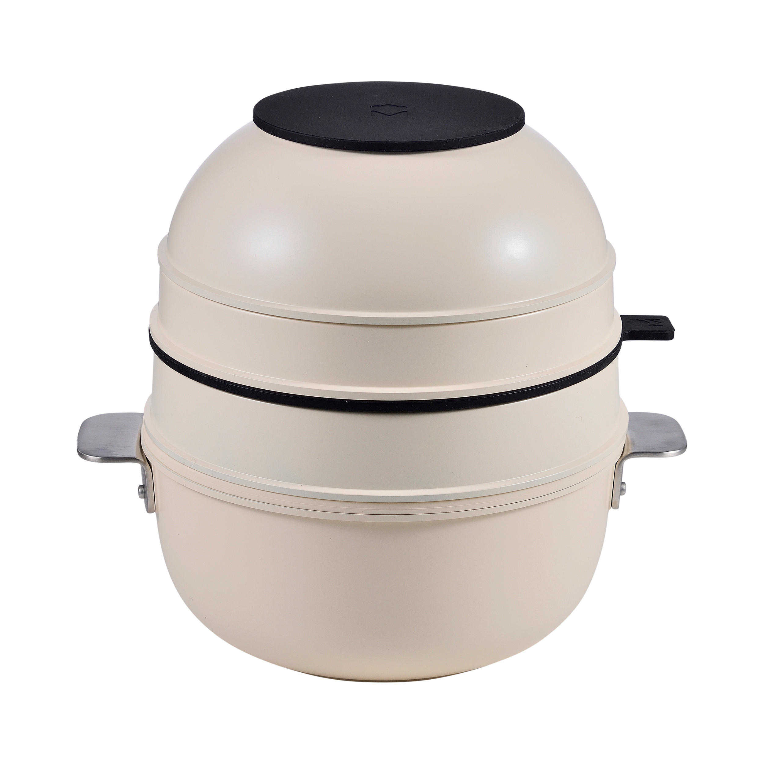 KOCHTOPFSET SHARE PLAY 10-teilig  - Beige/Schwarz, Basics, Glas/Metall (30.3/32/32.6cm) - Masterpro