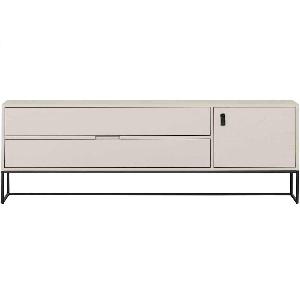 LOWBOARD Silas 180/61/44 cm 2 Schublade(n)  - Schwarz/Grau, Design, Leder/Holz (180/61/44cm) - Livetastic