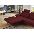 ECKSOFA in Echtleder Rot  180/310 cm  - Rot/Schwarz, Design, Leder/Metall (180/310cm) - Dieter Knoll