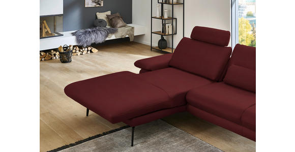ECKSOFA in Echtleder Rot 180/310 cm - Rot/Schwarz, Design, Leder/Metall (180/310cm) - Dieter Knoll
