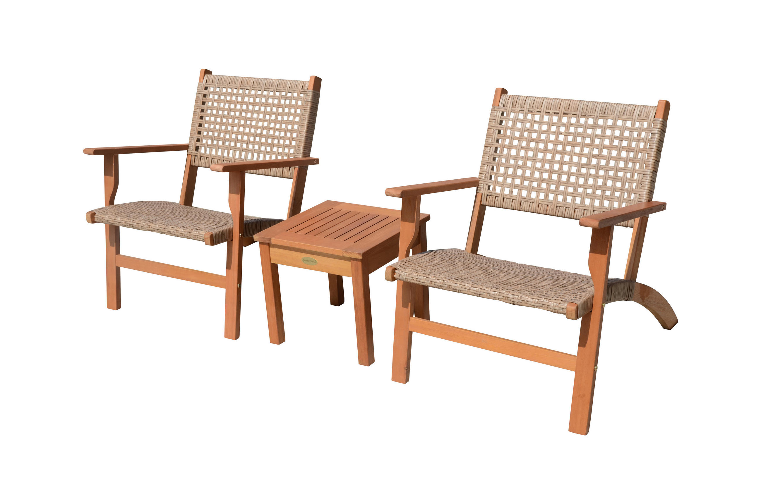 BALKONSET  - Eukalyptusholzfarben/Hellgrau, Basics, Holz/Kunststoff (81/75/61cm) - Gardenson