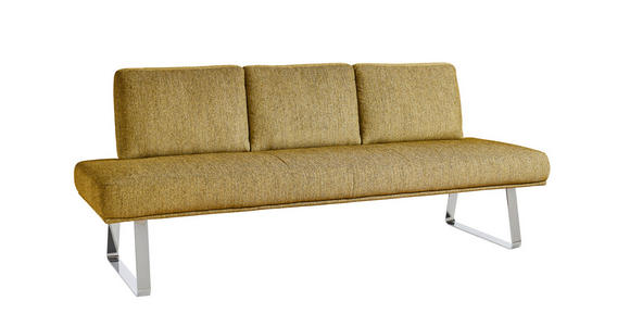 SITZBANK 209/92/78 cm  in Gelb  - Chromfarben/Gelb, Design, Textil/Metall (209/92/78cm) - Dieter Knoll