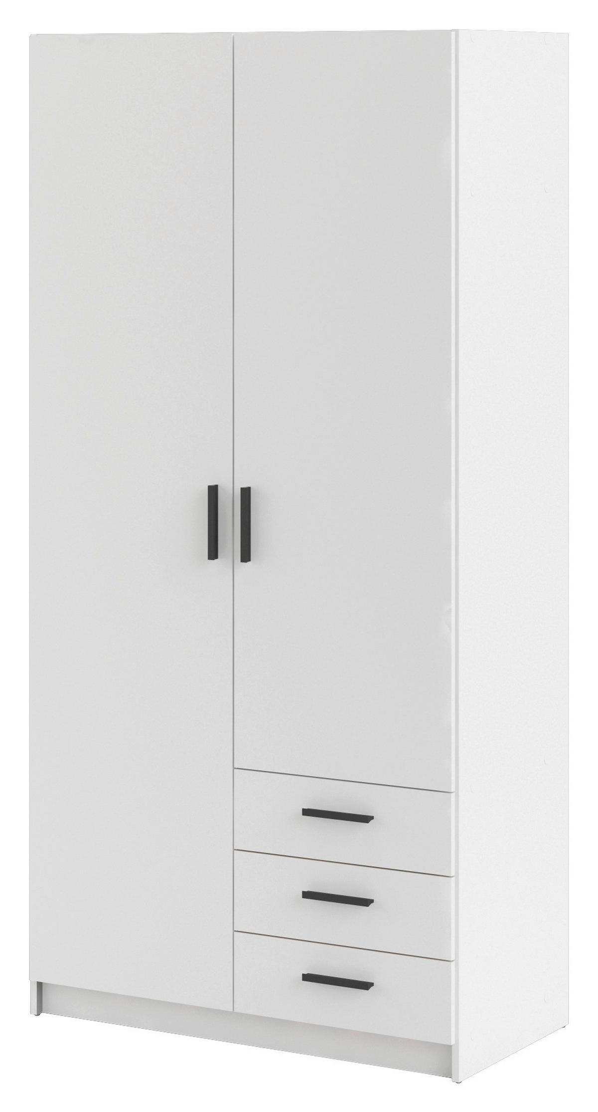 KLEIDERSCHRANK in Weiss  - Weiss/Schwarz, Basics, Holzwerkstoff/Metall (98,5ml) - MID.YOU