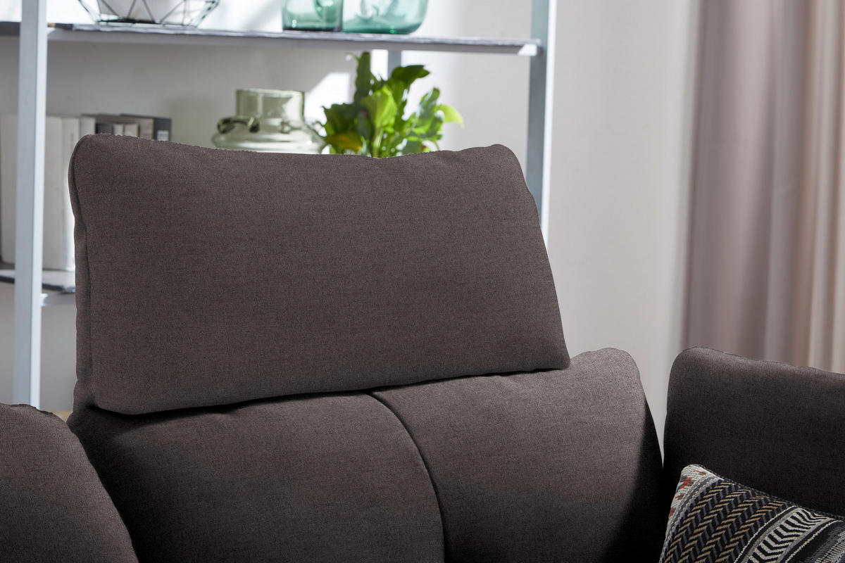 ECKSOFA in Flachgewebe Graphitfarben  157/344 cm  - Schwarz/Graphitfarben, Design, Textil/Metall (157/344cm) - Chilliano