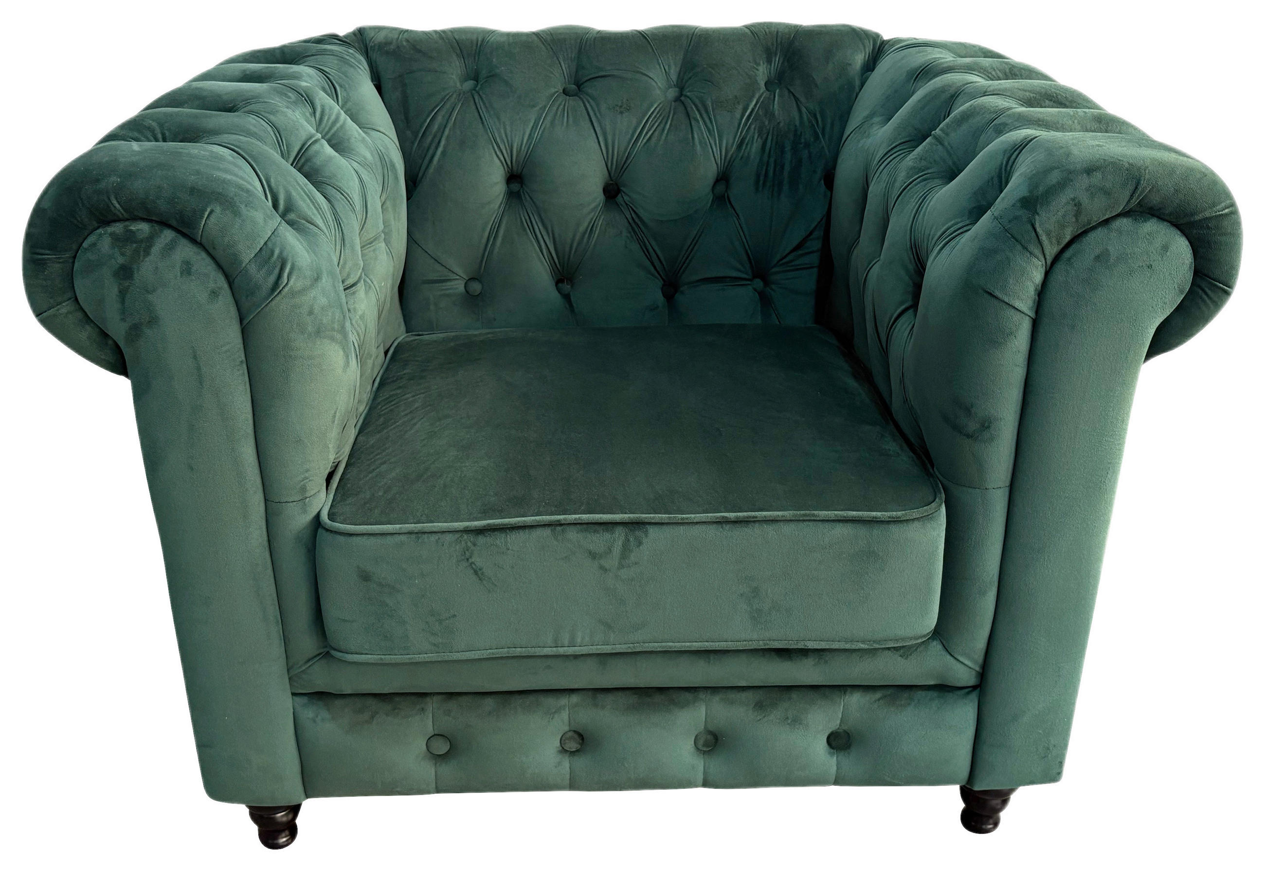 CHESTERFIELD-SESSEL Samt Grün, Schwarz  - Schwarz/Grün, Trend, Holz/Textil (102/73/87cm) - Xora