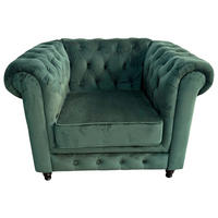 CHESTERFIELD-SESSEL Samt Grün, Schwarz  - Schwarz/Grün, Trend, Holz/Textil (102/73/87cm) - Xora