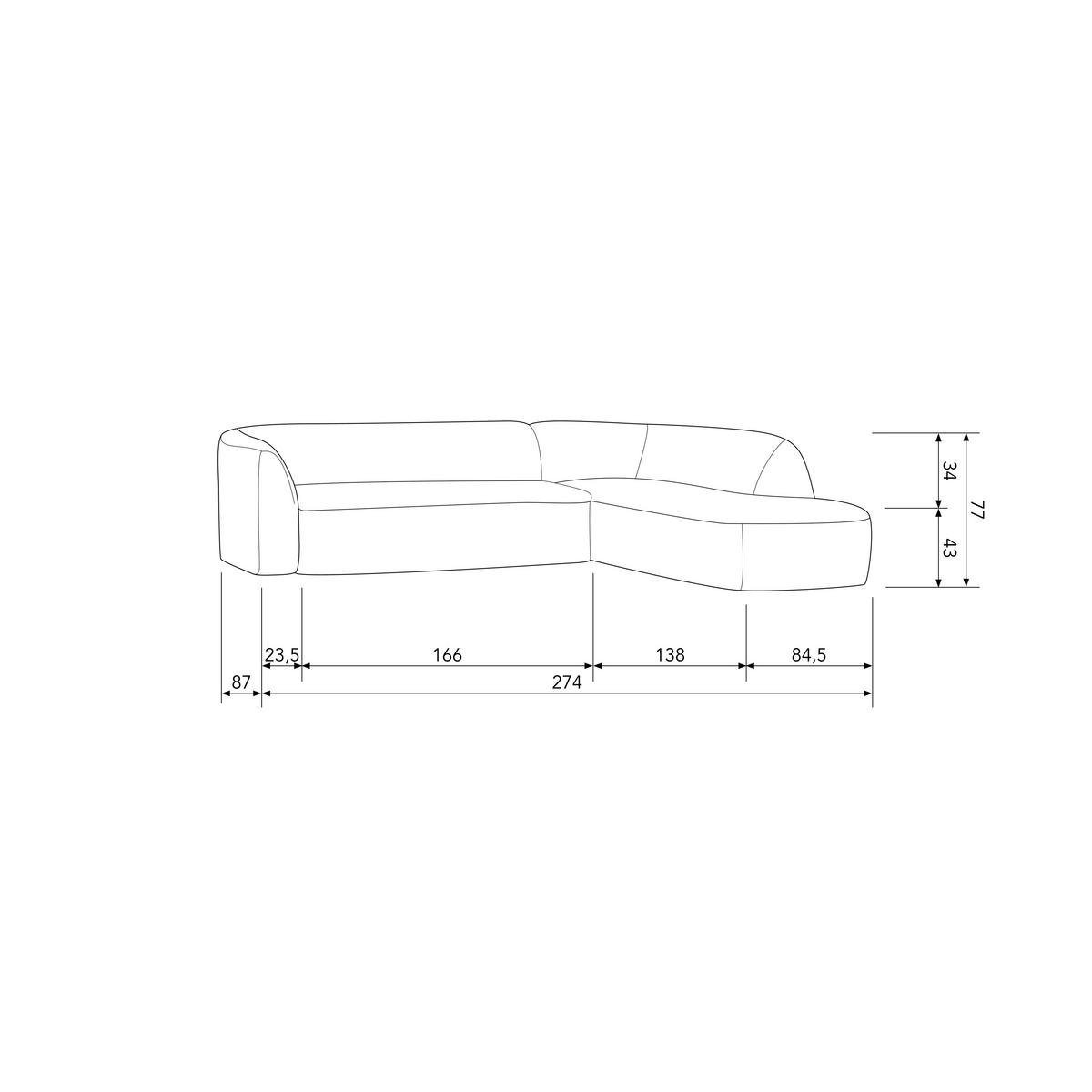 ECKSOFA Sloping Naturfarben Chenille  - Naturfarben, Design, Textil (274/225cm) - Livetastic