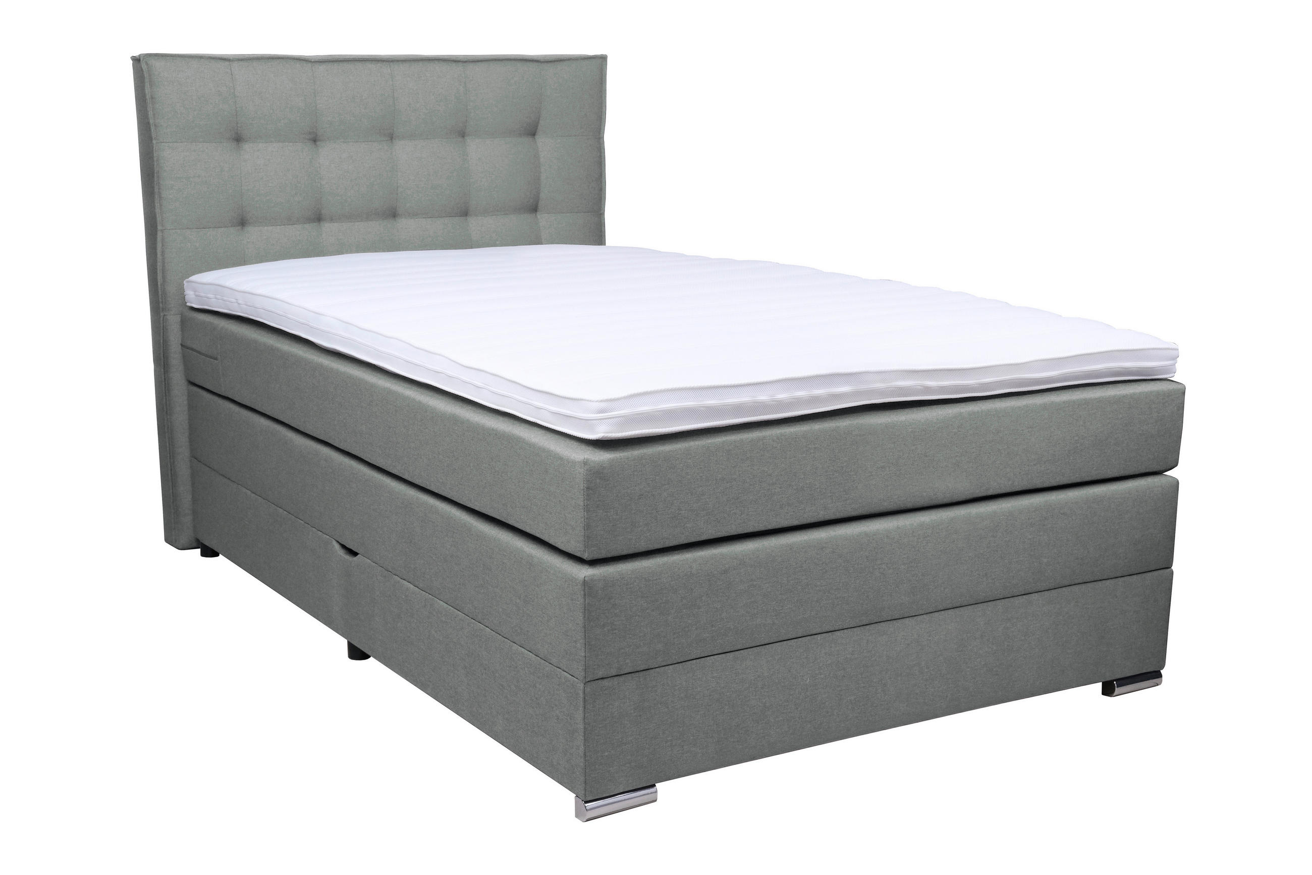 BOXSPRINGBETT 140/200 cm  in Dunkelgrau  - Chromfarben/Dunkelgrau, KONVENTIONELL, Kunststoff/Textil (140/200cm) - Boxxx