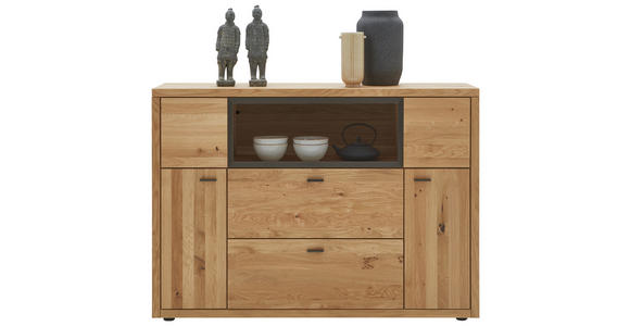 HIGHBOARD Eichefarben, Dunkelgrau 148/106/37 cm - Wildeiche/Dunkelgrau, Design, Glas/Holz (148/106/37cm) - Valnatura