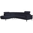 ECKSOFA in Velours Anthrazit  - Anthrazit/Schwarz, Design, Textil/Metall (264/299cm) - Novel