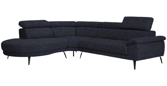 ECKSOFA in Velours Anthrazit 264/299 cm - Anthrazit/Schwarz, Design, Textil/Metall (264/299cm) - Novel