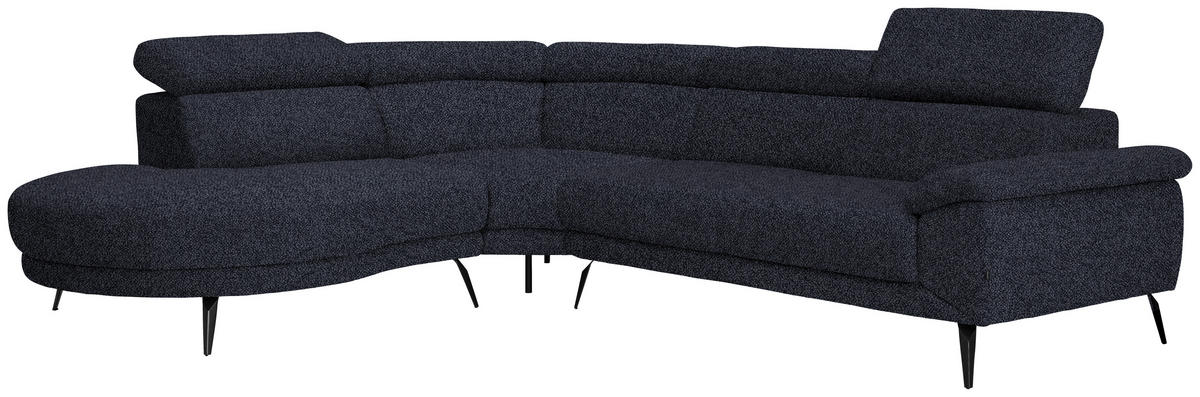 ECKSOFA in Velours Anthrazit  264/299 cm  - Anthrazit/Schwarz, Design, Textil/Metall (264/299cm) - Novel