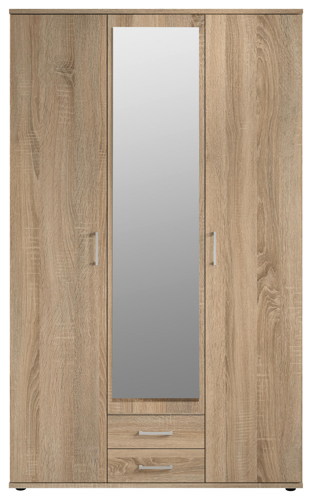 KLEIDERSCHRANK 120/196/53,5 cm 3-türig Sonoma Eiche  - Alufarben/Sonoma Eiche, KONVENTIONELL, Glas/Holzwerkstoff (120/196/53,5cm) - Boxxx