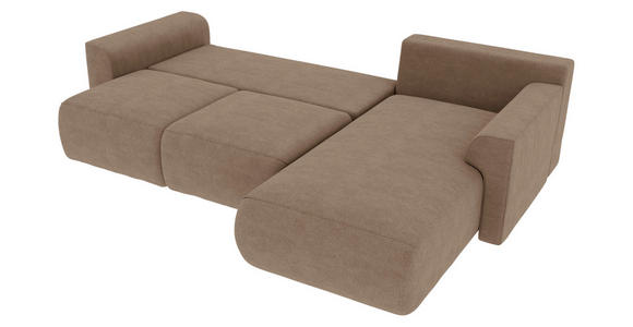 ECKSOFA Cappuccino Lederlook  inkl. Rückenkissen, Bettkasten, Schlaffunktion, Rücken echt, Liegefläche im Originalstoff, Zierkissen  - Chromfarben/Cappuccino, KONVENTIONELL, Kunststoff/Textil (293/195cm) - Carryhome