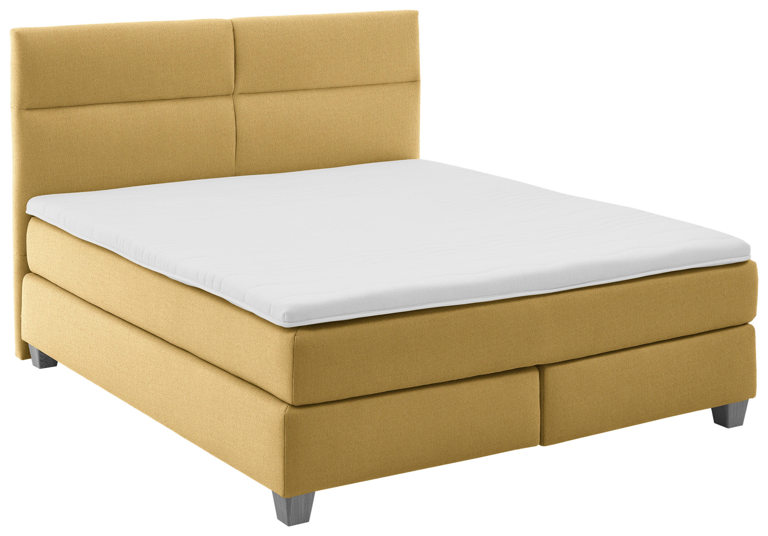 BOXSPRINGBETT 180/200 cm  in Currygelb  - Currygelb/Naturfarben, MODERN, Holz/Textil (180/200cm) - Beldomo - Sleep