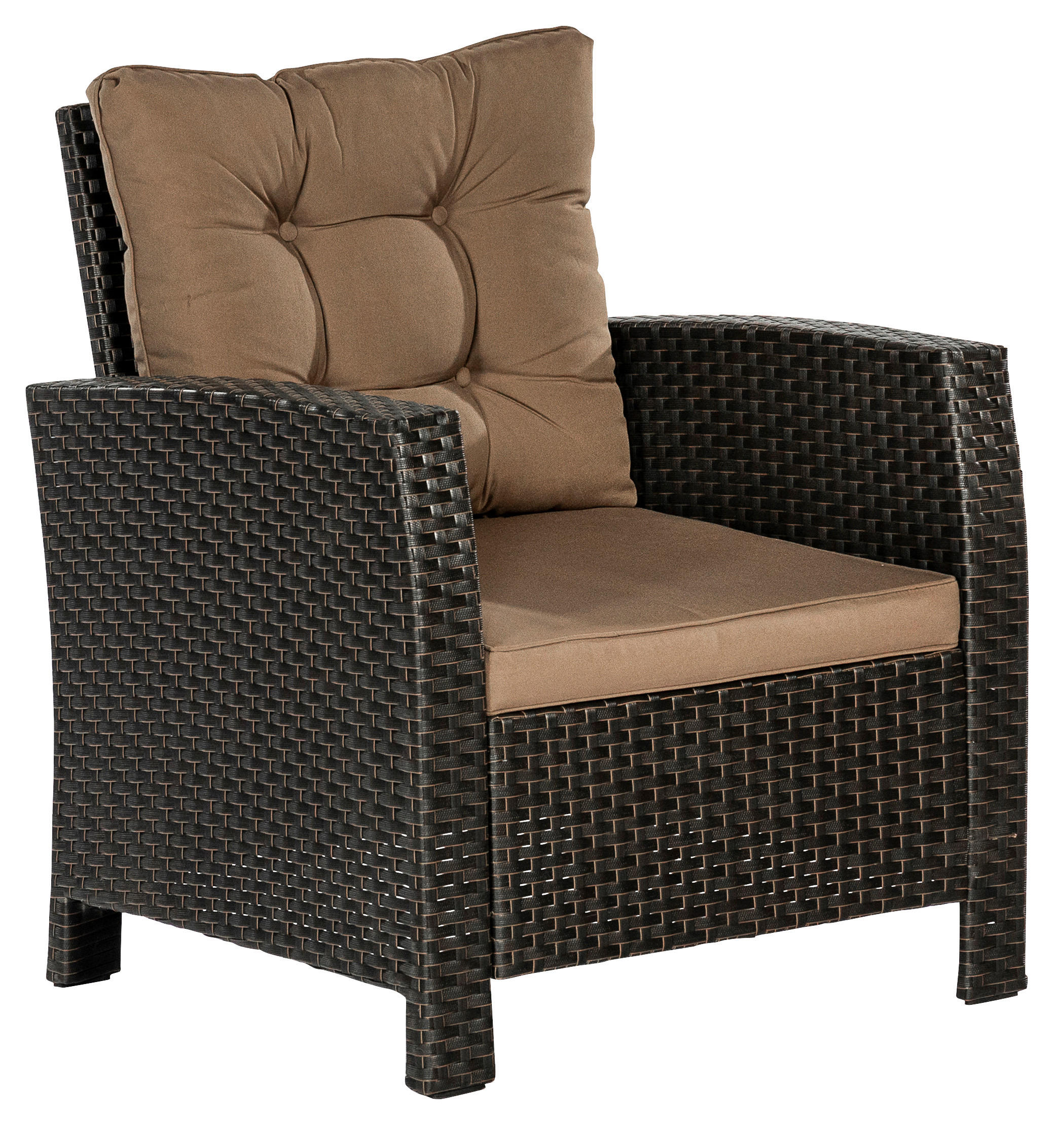 RATTANSESSEL Stahl Braun, Beige  - Beige/Braun, MODERN, Kunststoff/Metall (72/85/66cm) - Gardenson