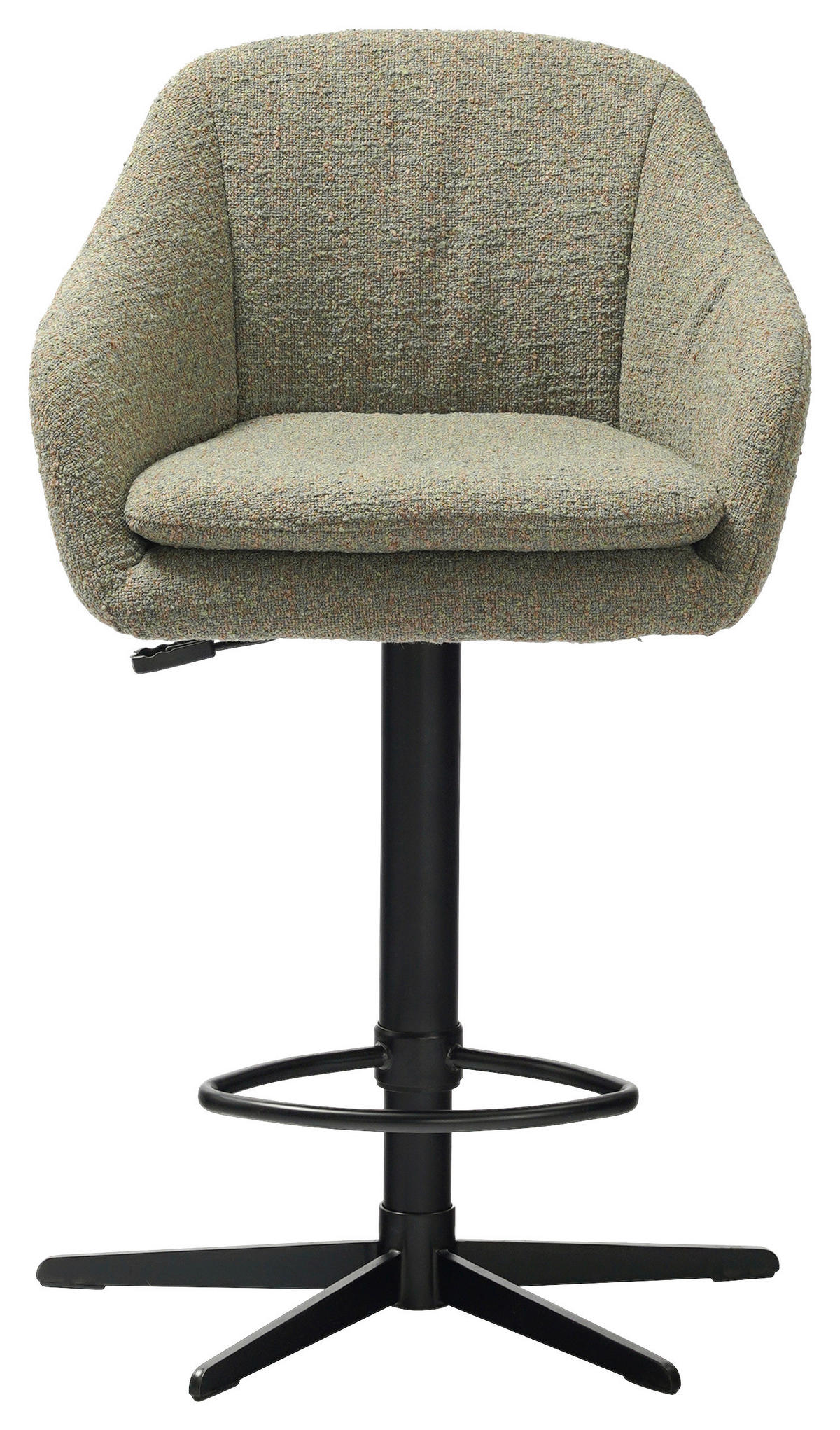 BARHOCKER Webstoff Grün, Schwarz Eisen Sitzfläche 360° drehbar, inklusive Armlehnen  - Schwarz/Grün, Design, Textil/Metall (54,5/88-108/53,5cm) - Cassando