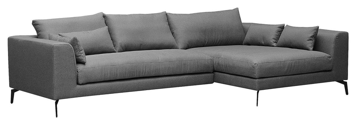 ECKSOFA in Flachgewebe Dunkelgrau  - Dunkelgrau/Schwarz, Design, Textil/Metall (313/172cm) - Livetastic