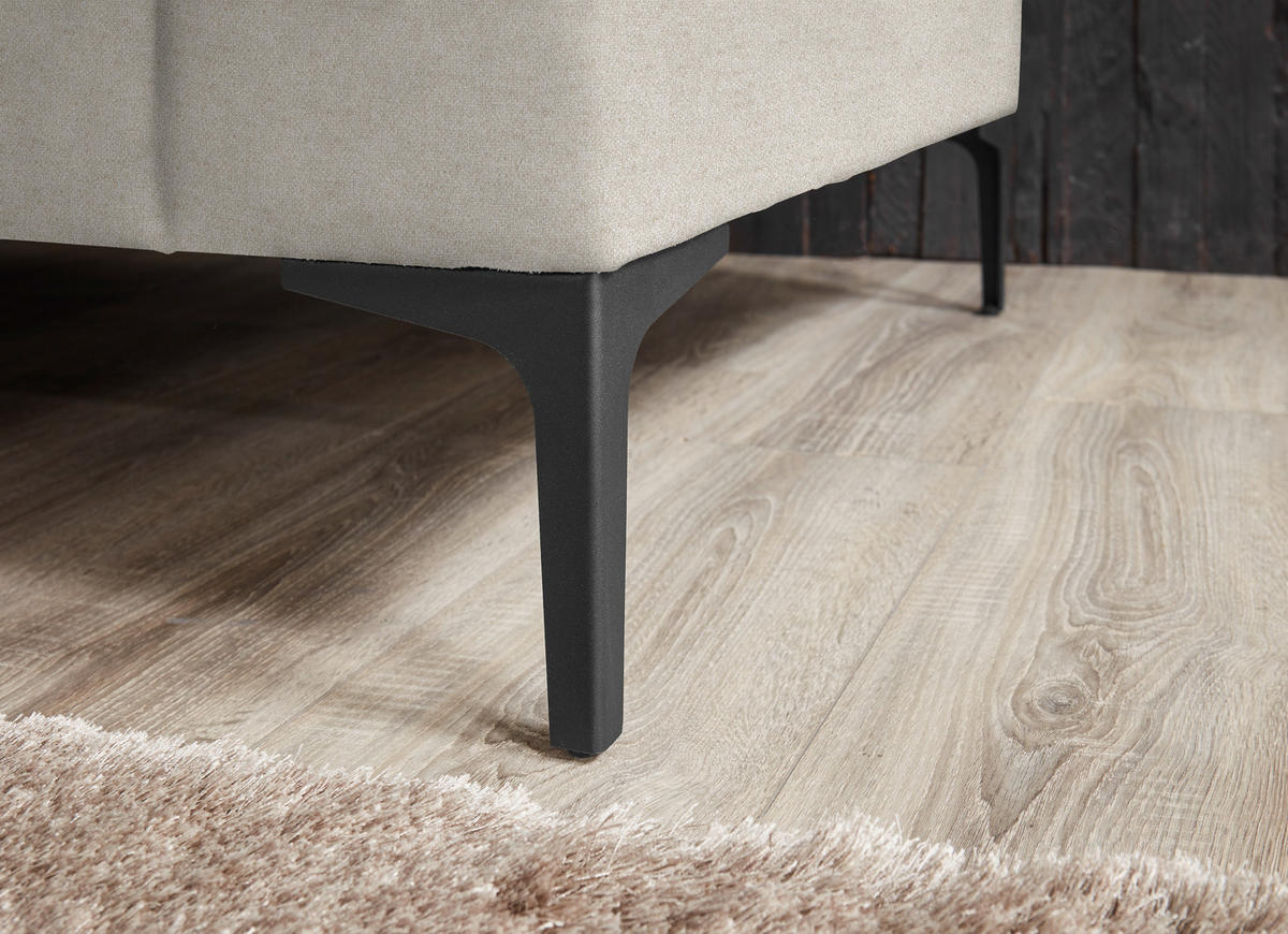 2,5-SITZER in Flachgewebe Naturfarben, Beige  - Beige/Schwarz, Design, Textil/Metall (206/86/97cm) - Pure Home Lifestyle