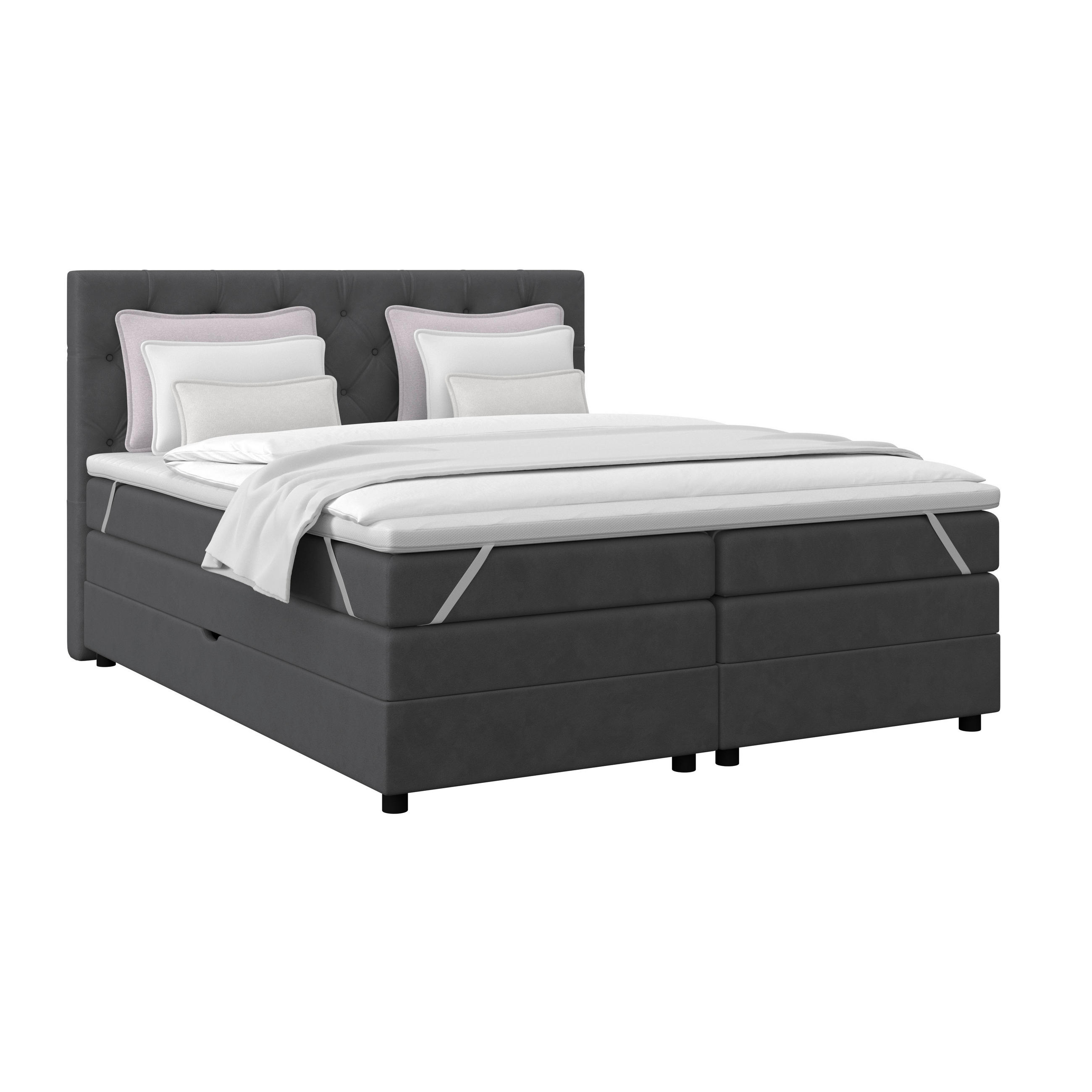 Boxspringbett Elio Graphitfarben 160x200 cm H4