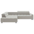 ECKSOFA in Cord Hellgrau  - Chromfarben/Hellgrau, KONVENTIONELL, Textil/Metall (219/311cm) - Hom`in