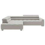 ECKSOFA in Cord Hellgrau  - Chromfarben/Hellgrau, KONVENTIONELL, Textil/Metall (219/311cm) - Hom`in