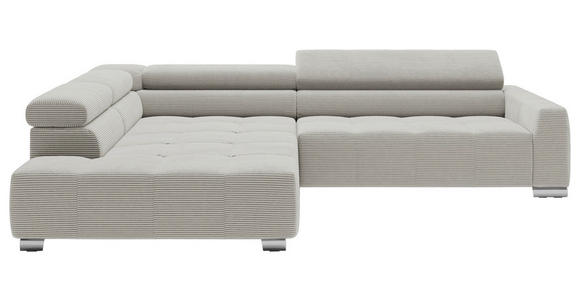 ECKSOFA in Cord Hellgrau  - Chromfarben/Hellgrau, KONVENTIONELL, Textil/Metall (219/311cm) - Hom`in