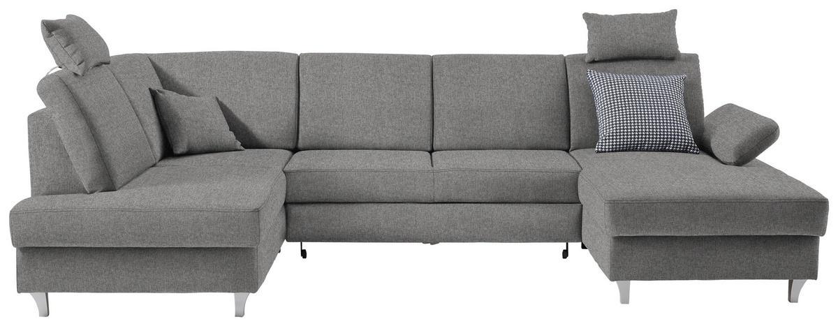 WOHNLANDSCHAFT  in Webstoff Grau  - Silberfarben/Grau, KONVENTIONELL, Holz/Textil (186/322/167cm) - Cantus