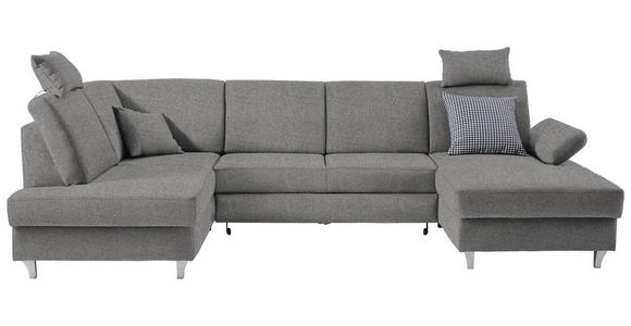 WOHNLANDSCHAFT  in Webstoff Grau  - Silberfarben/Grau, KONVENTIONELL, Holz/Textil (186/322/167cm) - Cantus