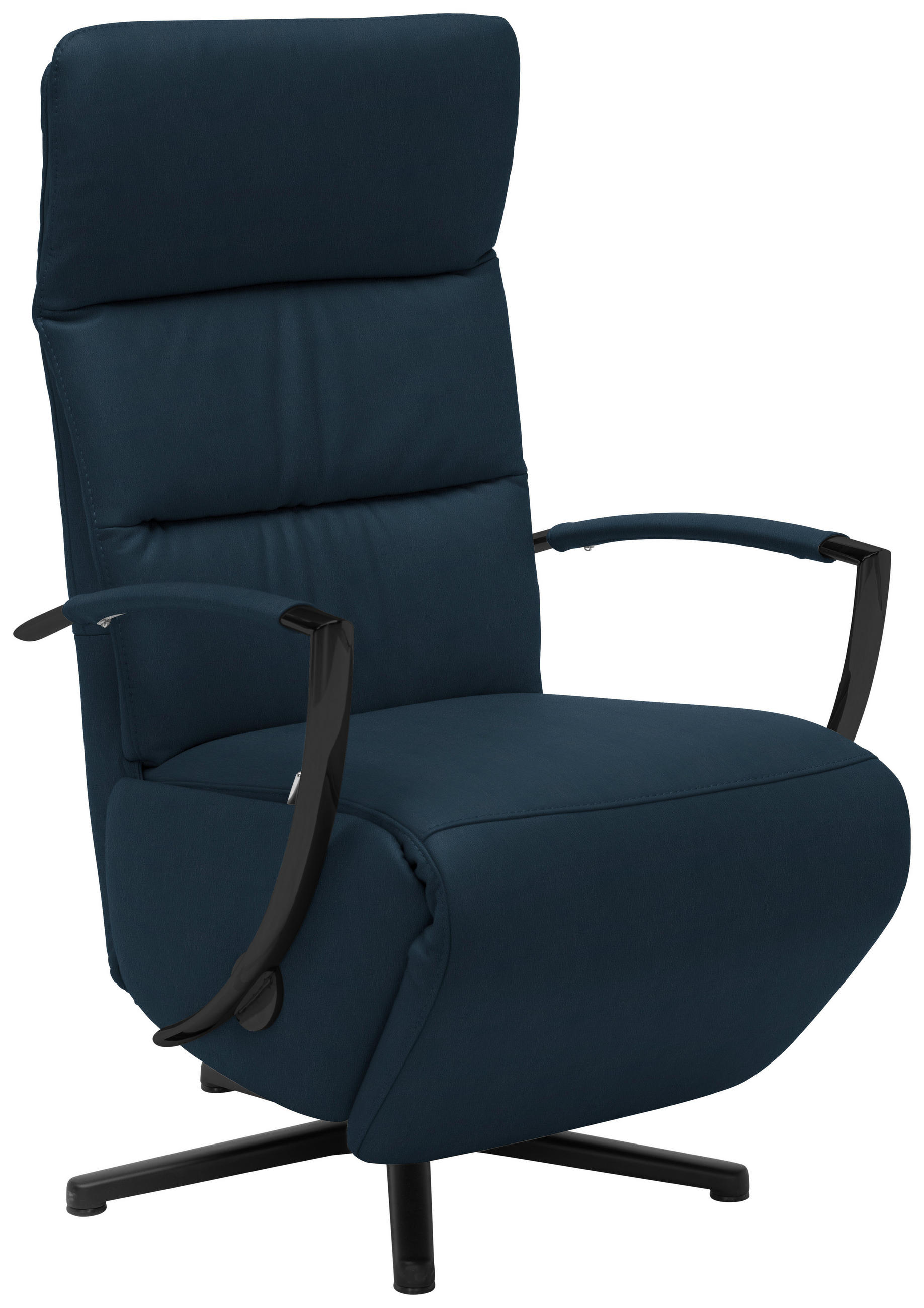 RELAXSESSEL in Leder Dunkelblau  - Schwarz/Dunkelblau, Design, Leder/Metall (64/112/80cm) - Cantus