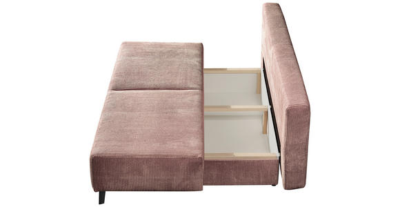 SCHLAFSOFA Spicy in Cord Rosa  - Schwarz/Rosa, MODERN, Textil/Metall (193/85/88cm) - Novel