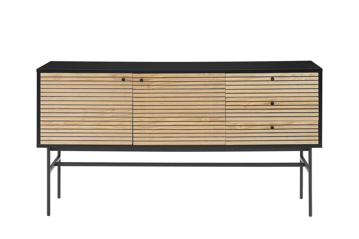 SIDEBOARD 160/85/40 cm  - Eichefarben/Schwarz, Design, Holz/Holzwerkstoff (160/85/40cm) - Livetastic
