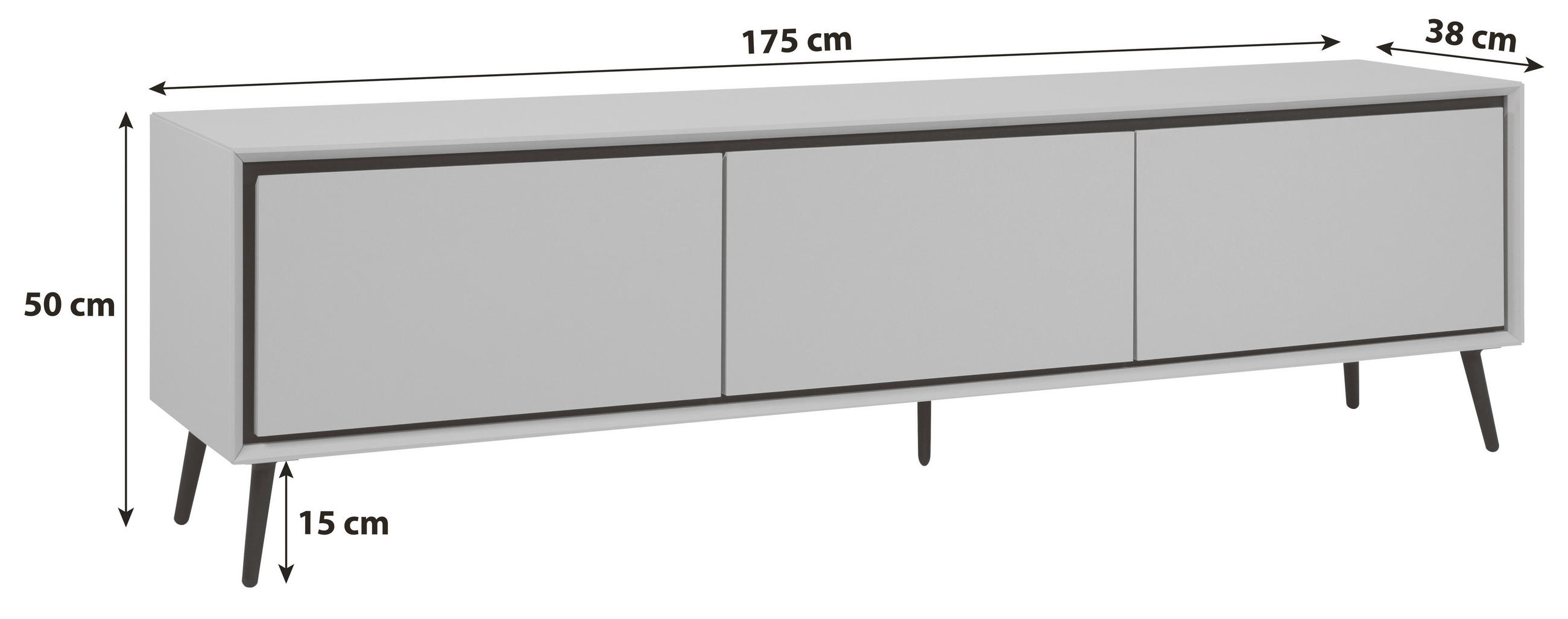 Comodă Joasă 175/50/38 cm  - negru, Konventionell, plastic/material pe bază de lemn (175/50/38cm) - Livetastic