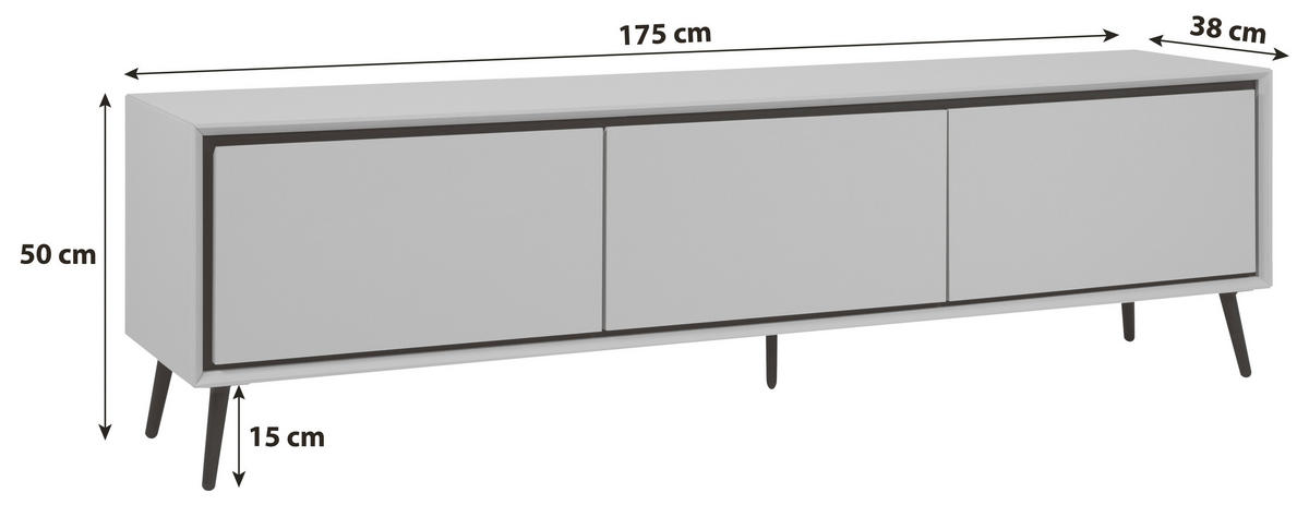 LOWBOARD  in 175/50/38 cm  - Schwarz, KONVENTIONELL, Holzwerkstoff/Kunststoff (175/50/38cm) - Livetastic