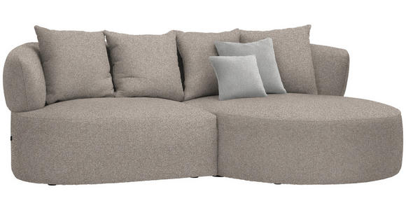 ECKSOFA in Plüsch Graubraun  235/166 cm  - Graubraun/Schwarz, MODERN, Kunststoff/Textil (235/166cm) - Hom`in