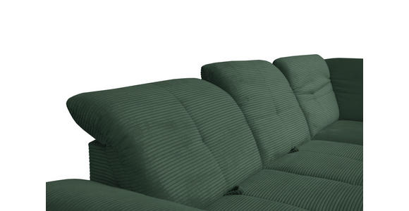 ECKSOFA in Cord Grün  - Schwarz/Grün, Design, Textil/Metall (313/242cm) - Xora