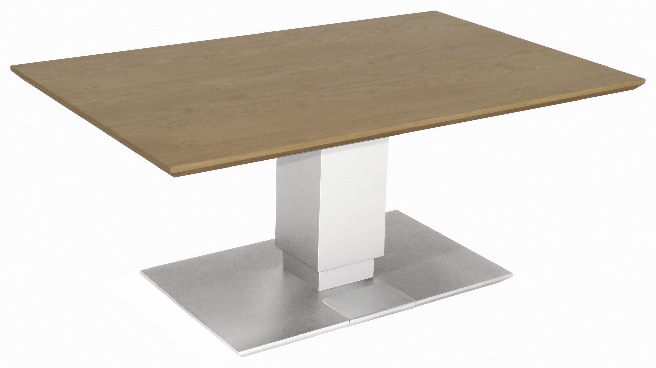 COUCHTISCH in Holz, Metall, Holzwerkstoff 110/70/49,5-68,5 cm  - Edelstahlfarben/Eichefarben, Design, Holz/Holzwerkstoff (110/70/49,5-68,5cm)