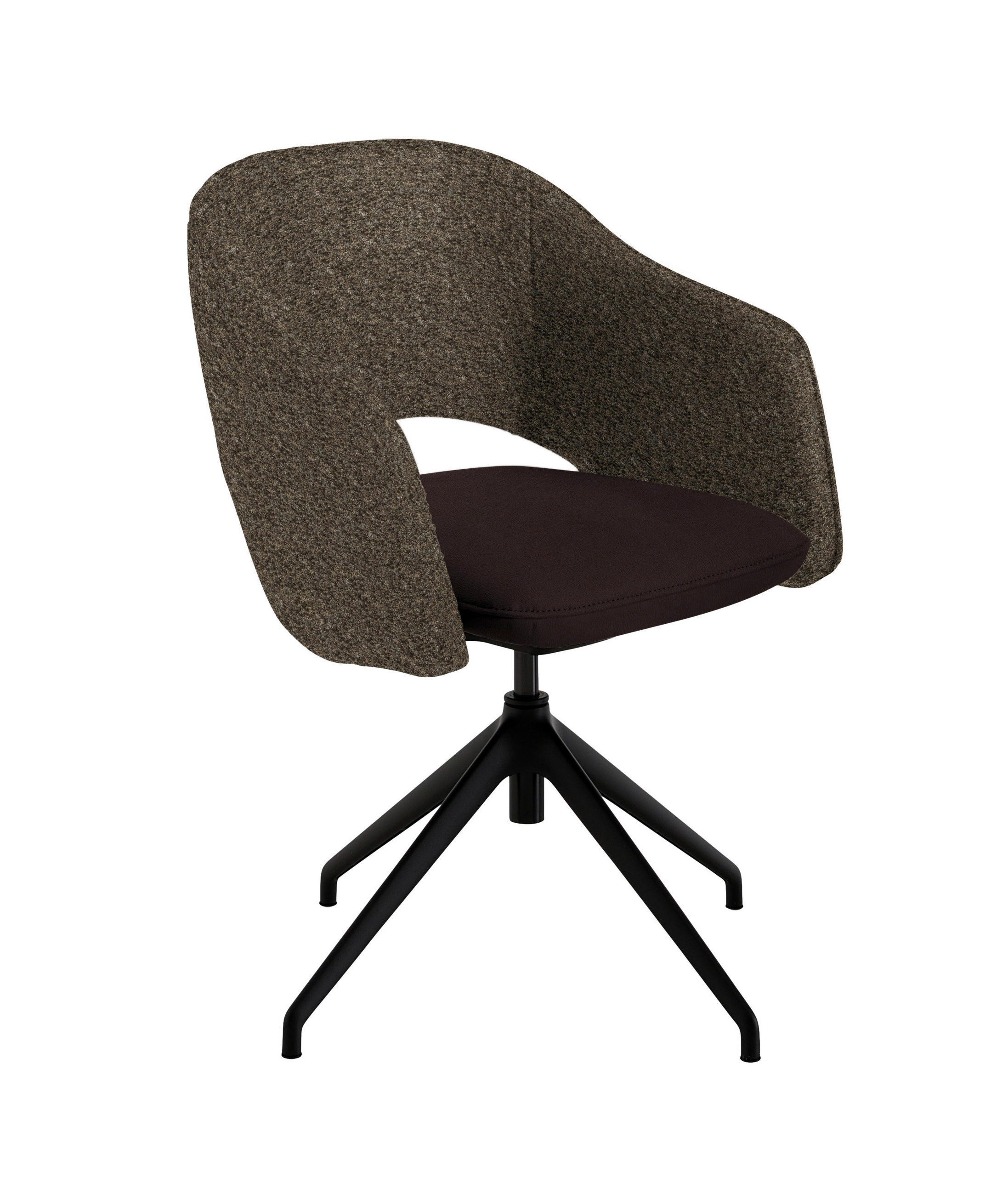 ARMLEHNSTUHL  Stoffauswahl, Wippfunktion, Sitzfläche 360° drehbar, gepolsterte Armlehnen Flachgewebe  - Dunkelbraun/Schwarz, Design, Textil/Metall (63/74-90/57-73cm) - Koinor