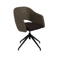 ARMLEHNSTUHL  Stoffauswahl, Wippfunktion, Sitzfläche 360° drehbar, gepolsterte Armlehnen Flachgewebe  - Dunkelbraun/Schwarz, Design, Textil/Metall (63/74-90/57-73cm) - Koinor