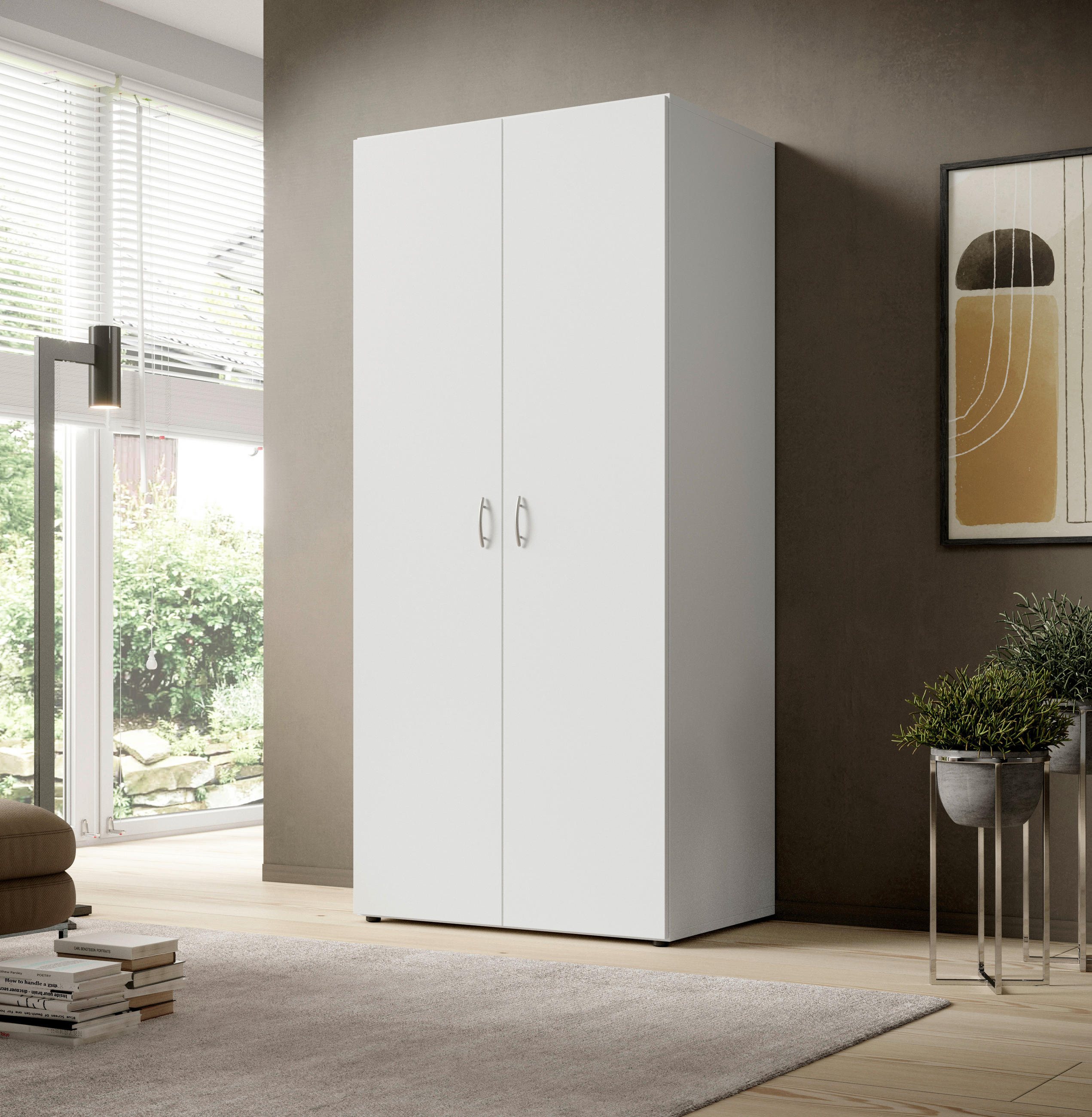 DREHTÜRENSCHRANK 81/177/51 cm 2-türig Weiß  - Alufarben/Weiß, KONVENTIONELL, Holzwerkstoff/Kunststoff (81/177/51cm) - Boxxx