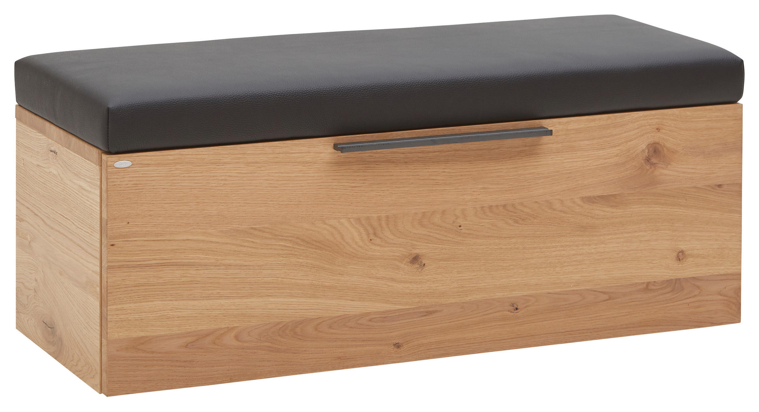 GARDEROBENBANK  in 96,2/42/39 cm  - Eichefarben/Anthrazit, Natur, Leder/Holz (96,2/42/39cm) - Voglauer