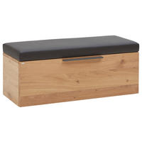 GARDEROBENBANK  in 96,2/42/39 cm  - Eichefarben/Anthrazit, Natur, Leder/Holz (96,2/42/39cm) - Voglauer
