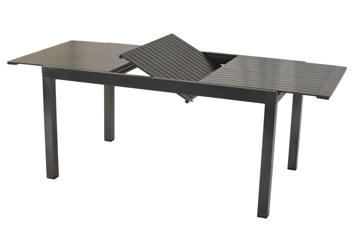 GARTENTISCHGRUPPE beschichtet Aluminium  - Graphitfarben/Grau, KONVENTIONELL, Kunststoff/Textil - Gardenson