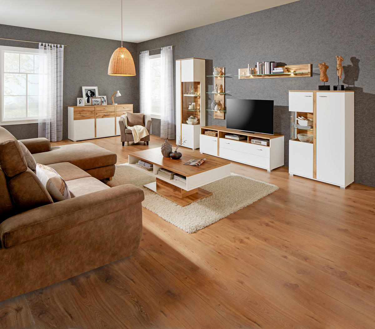 KLUB STOČIĆ  boja hrasta, bela  - boja hrasta/bela, Moderno, pločasti materijal (120/70/43cm) - Hom`in