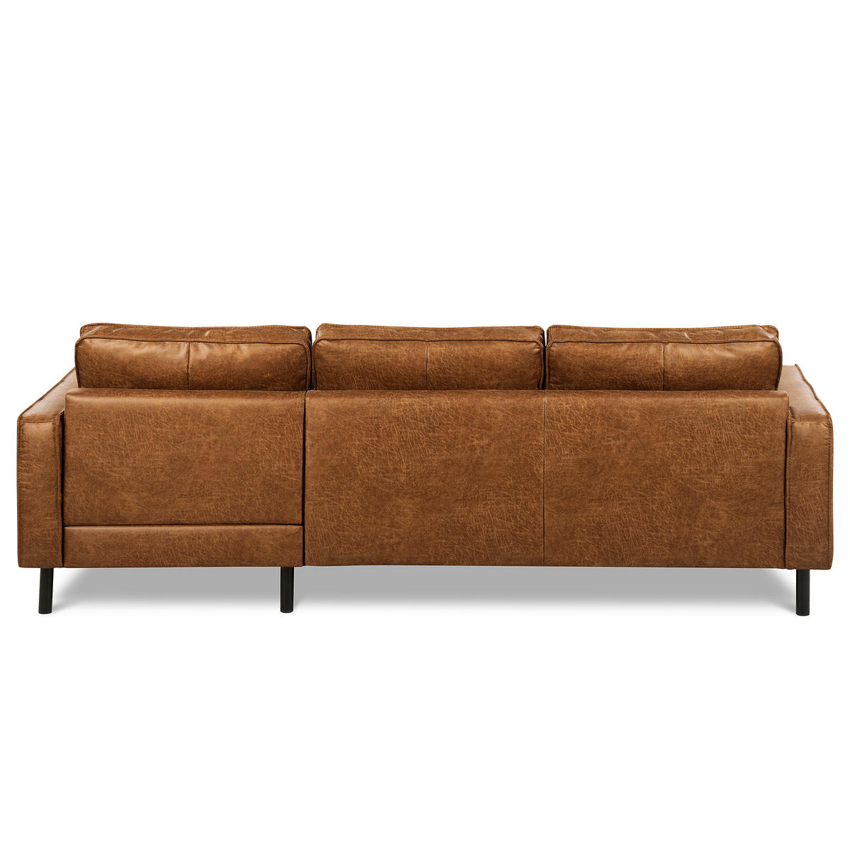 ECKSOFA Hellbraun Echtleder Lederlook Bettkasten, Schlaffunktion, Rücken echt  - Hellbraun/Schwarz, Design, Leder/Textil (166/238cm) - Livetastic