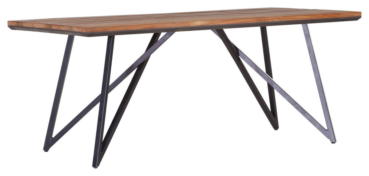 ESSTISCH in Holz 180/90/76 cm  - Schwarz/Braun, MODERN, Holz/Metall (180/90/76cm) - Livetastic