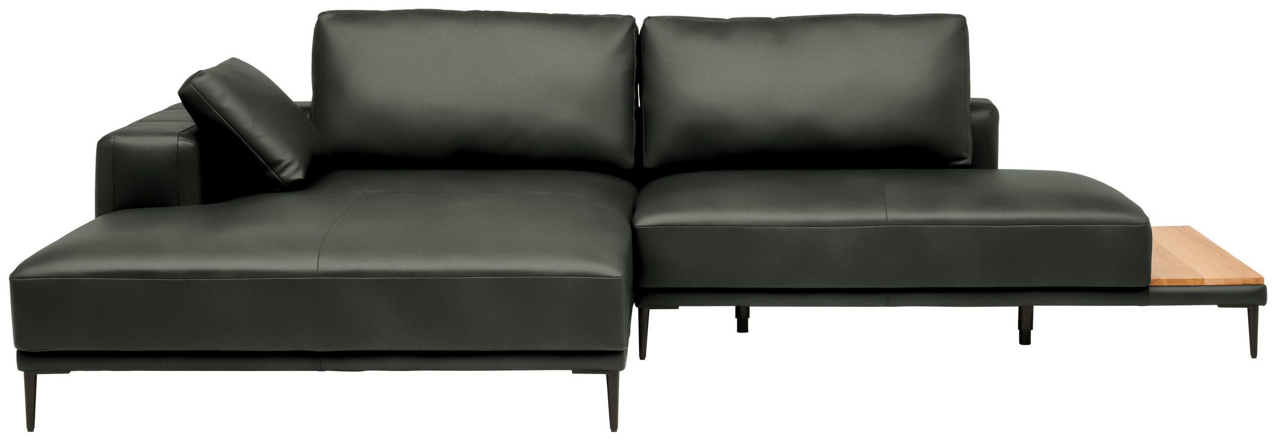 ECKSOFA Echtleder Anthrazit  - Anthrazit/Schwarz, Design, Leder/Metall (201/304cm) - Belluti
