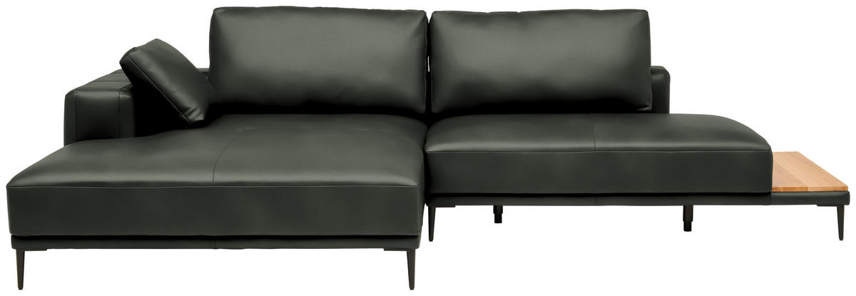 ECKSOFA Echtleder Anthrazit  - Anthrazit/Schwarz, Design, Leder/Metall (201/304cm) - Belluti