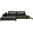 ECKSOFA  in Echtleder Anthrazit  201/304 cm  - Anthrazit/Schwarz, Design, Leder/Metall (201/304cm) - Belluti