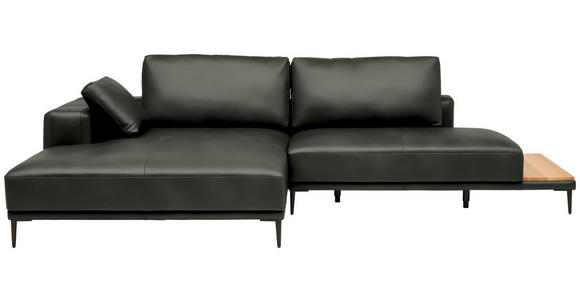 ECKSOFA  in Echtleder Anthrazit  201/304 cm  - Anthrazit/Schwarz, Design, Leder/Metall (201/304cm) - Belluti